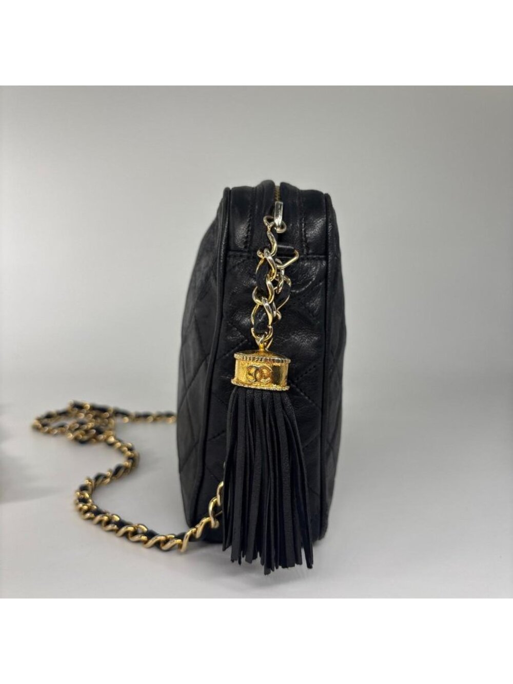 Chanel Quilted Lambskin Shoulder Bag Black Fringe - Picture 4 of 13